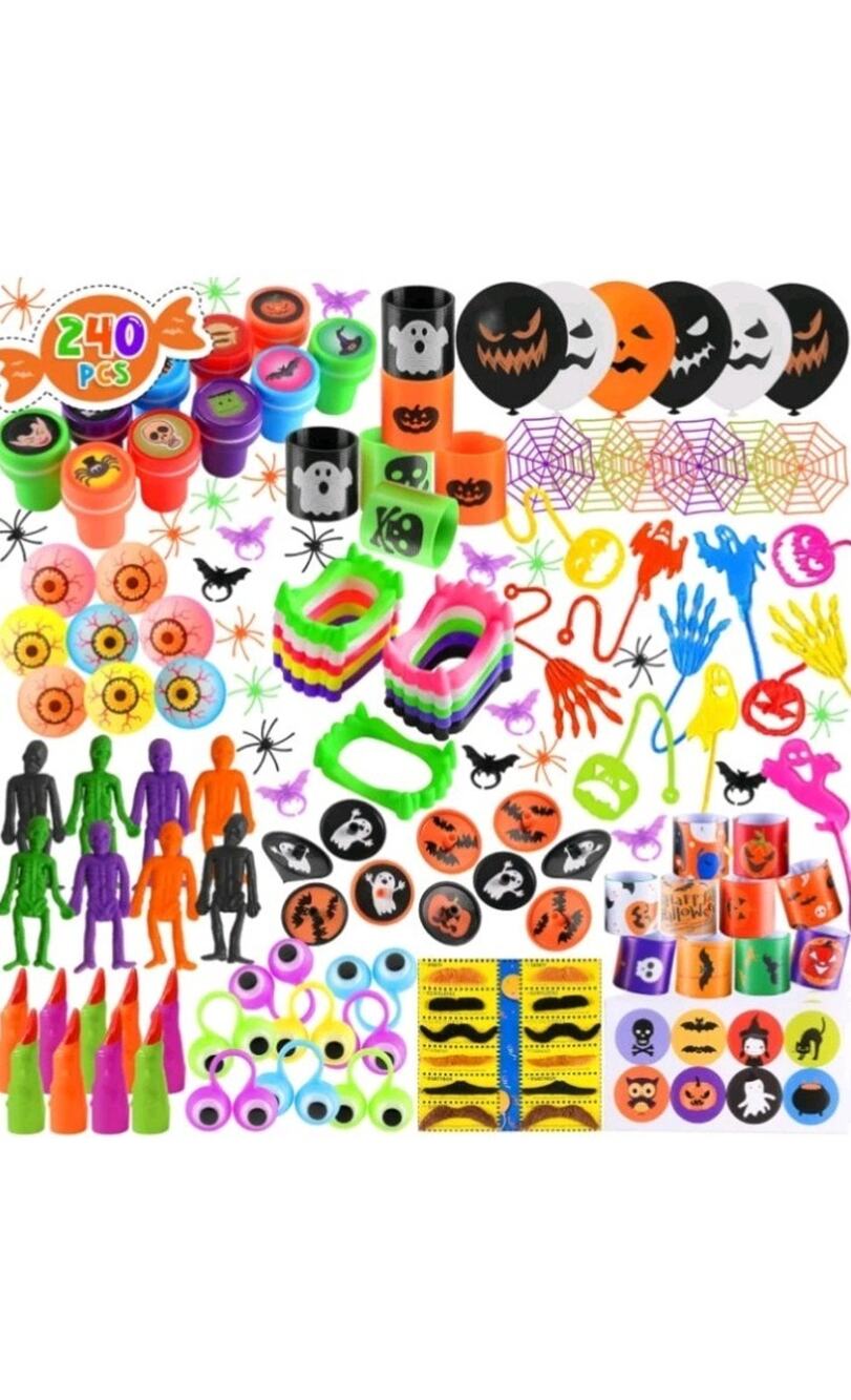 240 PCS Halloween Party Favors & Fidget Toys – Bulk Prizes for Kids’ Treat Bags